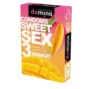 ПРЕЗЕРВАТИВЫ DOMINO SWEET SEX MANGO (МАНГО) 3штуки, оральные.