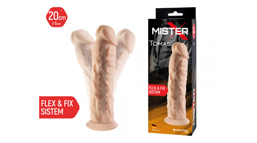 102125X Фаллоимитатор гибкий с хребтом Mister-X Tomas (L-20 см, d-5 см) материал Германия.