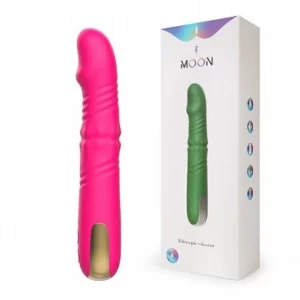 Вибратор «Telescopic Vibrator» 10 возвратно-поступательных движений, вращение шариков, розовый, силикон, I-moon MY-204