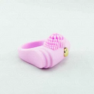 Эрекционное виброкольцо Leten "VIBE RING" с ворсинками для клитора нежно розовое