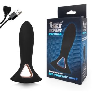 Вибромассажёр-пробка анальная SEX EXPERT (L137мм; d33мм)10 реж.вибрации (USB).