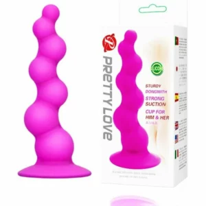 Анальная пробка ёлочка Bent Anal Plug Blue LOLA ,розовая на присоске (L15cм,d3см)