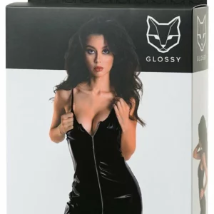 Платье  мини черное"Glossy Naomi" на замке р-р М.