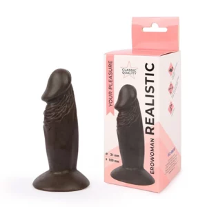 Реалистичный  мини-фаллоимитатор на присоске «Erowoman» REALISTIC (коричневый). L10см/D3,1см.