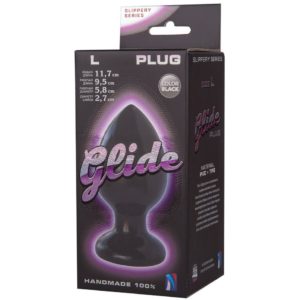 420803 Анальный плаг «Glide L» с ограничителем,черный,рабочая длина 9.7 см,диам.6,1см