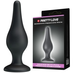 BI-014459 Анальная пробка на присоске Pretty Love «Sensitive Prostate Plug»  цвет черный,14см/4,5см.