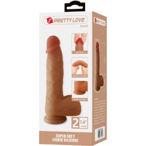 Фаллоимитатор из жидкого силикона, мулат (7.6"), ( L 19,3см; D 4,5см) Baile BW-008139N