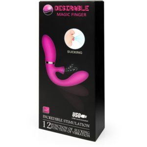 Вибромассажер с вакуумным клиторальным стимулятором (РЕЖИМ ВСАСЫВАНИЯ) «Desirable Magic Finger» , рабочая длина 12.5 см,цвет фуксия, BI-014435