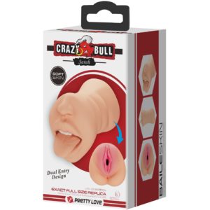 Реалистичный двусторонний  мастурбатор(ротик+вагина) «Crazy Bull Sarah», 18см/8,5см BM-009240N