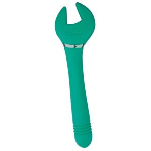 Вибромассажер "Wrench Massager" двусторонний с пульсацией в виде гаечного ключа,24,3см,цвет зеленый, W105-GREN,USB.