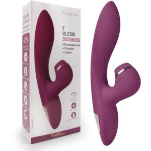 Вибромассажер-кролик с вакуумно-волновой стимуляцией «Suction Kiss»,цвет фиолетовый, 3 скорости,10 реж,MK-8802 BGDY.